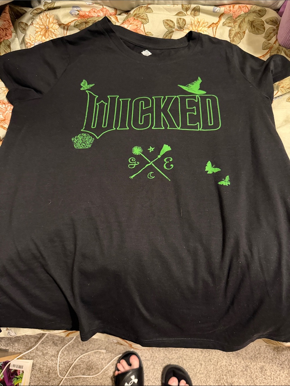 Maurice’s Wicked Logo Tee in Black with Neon Green size large